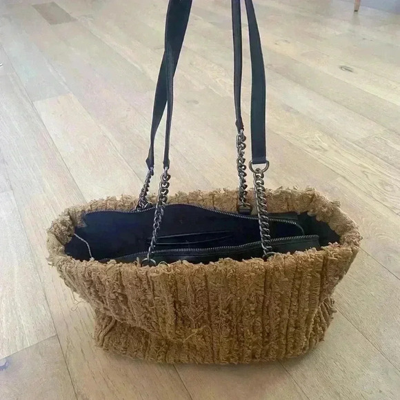 Zara Frayed Fabric Shopper Beige Women Zara - Picture 2 of 7